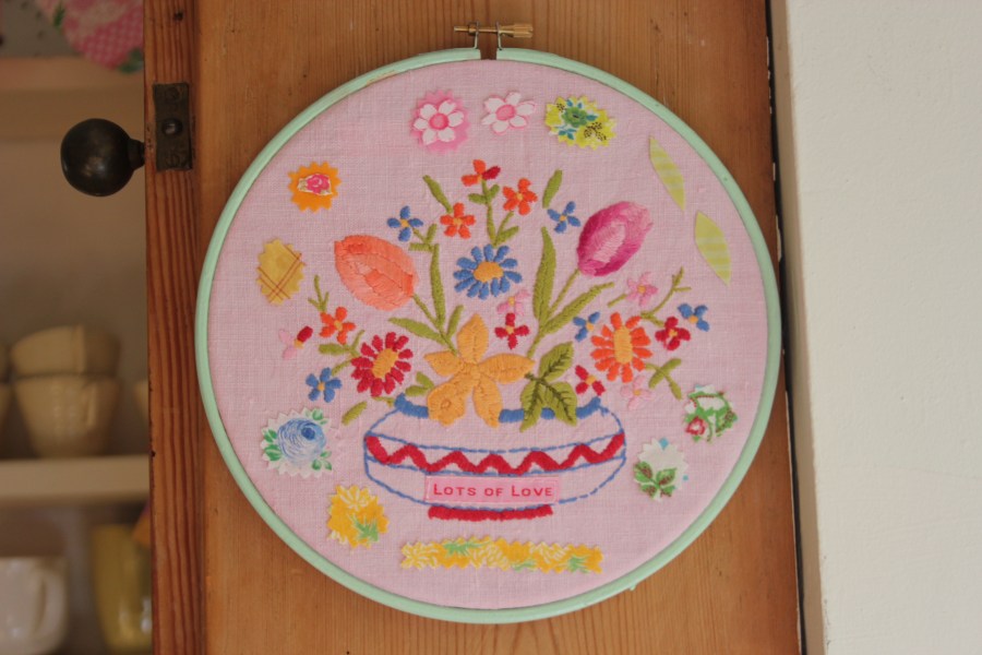 Vintage embroidery hoop picture