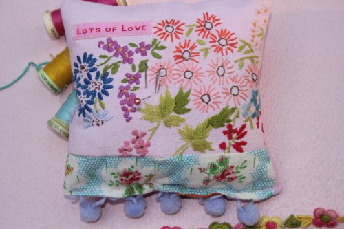 vintage fabric pin cushion