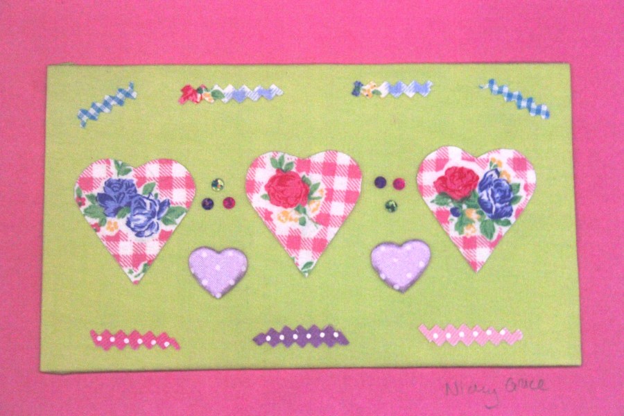 Pink vintage floral hearts